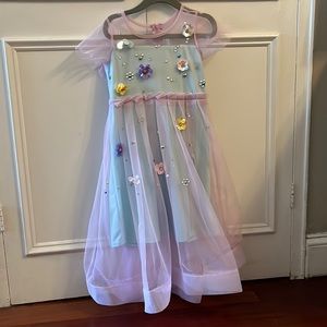 RARE EDITIONS - Girls’ Tulle Dress with Floral Appliqués